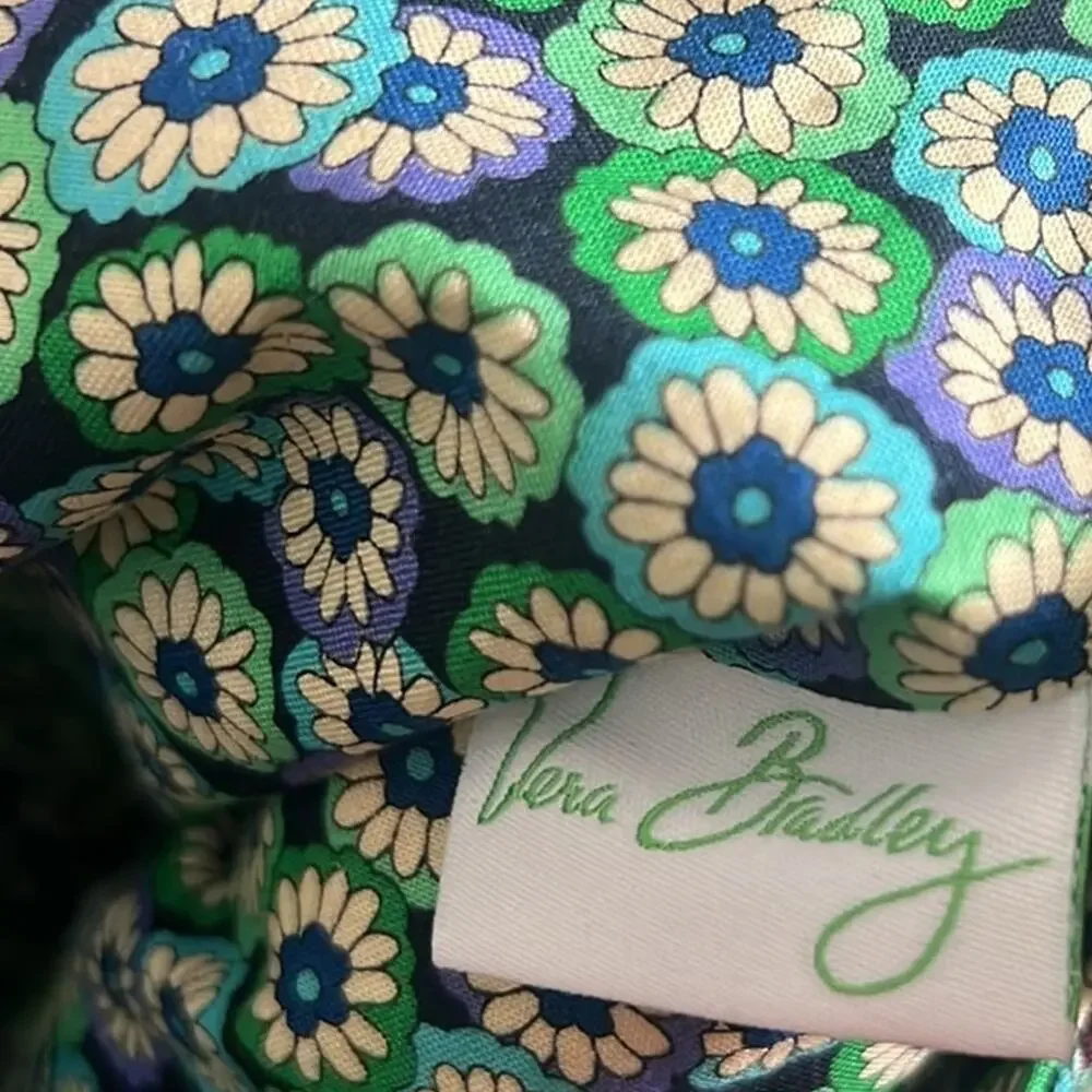 Vera Bradley Crossbody Tote Bag Rhapsody Blue Green Quilted Floral Paisley 70s